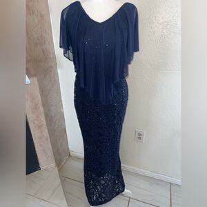 MARINA NAVY BLUE FORMAL LONG DRESS